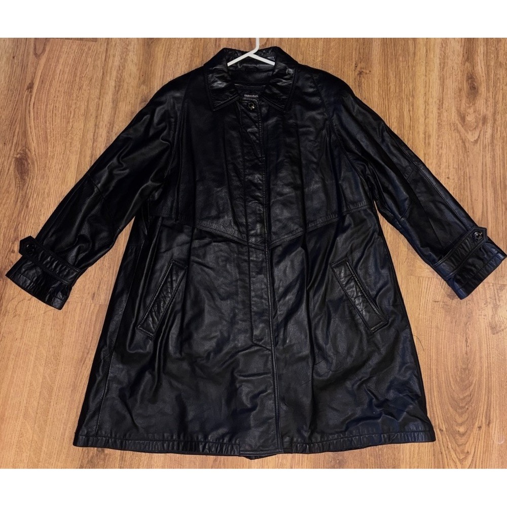 Vintage Wilsons Leather Coat Mens XL Black Thinsulate Removable Liner Car Jacket